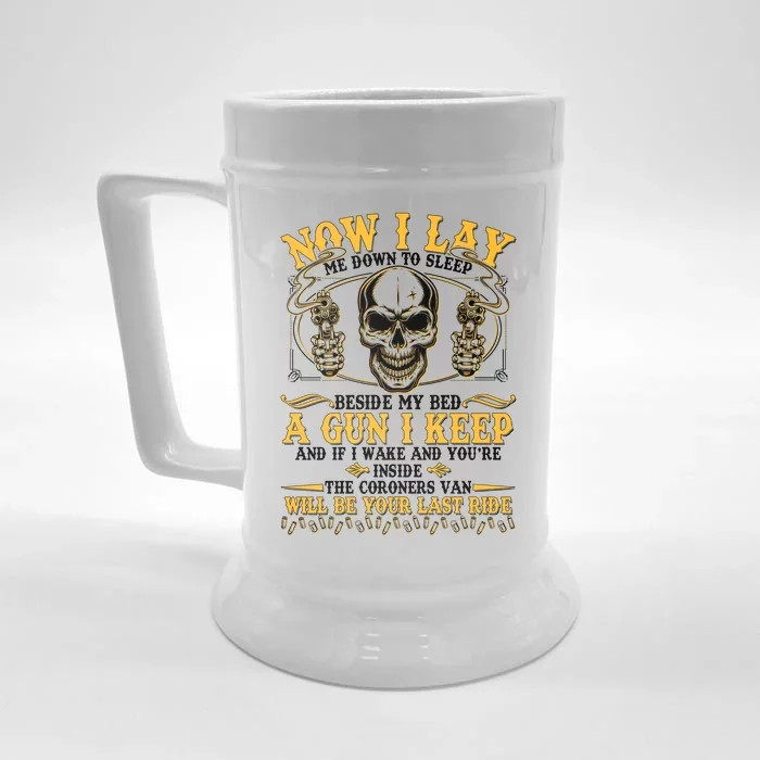 Now I Lay Me Down To Sleep Gun Skull Front & Back Beer Stein