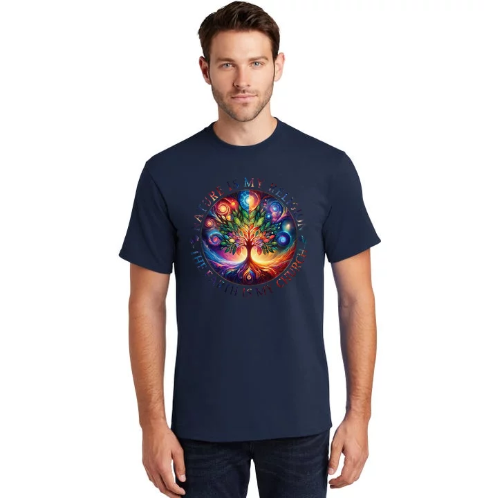 Nature Is My Religion The Earth Is My Church Mandala Tree Tall T-Shirt