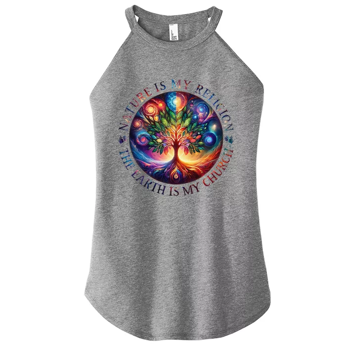 Nature Is My Religion The Earth Is My Church Mandala Tree Women’s Perfect Tri Rocker Tank