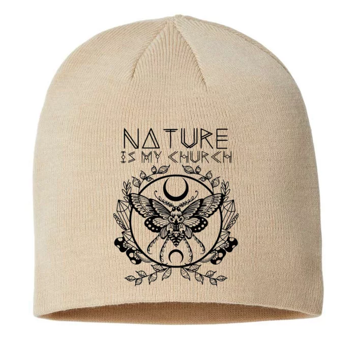 Nature Is My Church Moon Moth Witchcraft Wiccan Witch 8 1/2in Sustainable Knit Beanie