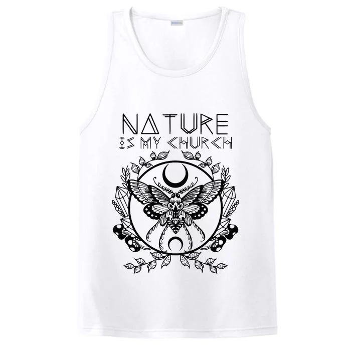 Nature Is My Church Moon Moth Witchcraft Wiccan Witch Performance Tank