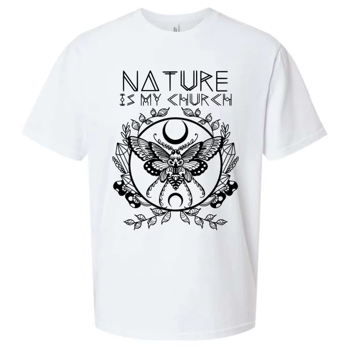 Nature Is My Church Moon Moth Witchcraft Wiccan Witch Sueded Cloud Jersey T-Shirt