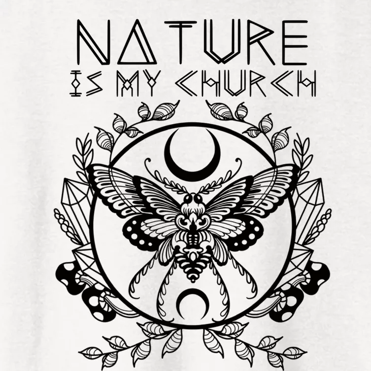 Nature Is My Church Moon Moth Witchcraft Wiccan Witch Women's Crop Top Tee