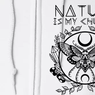 Nature Is My Church Moon Moth Witchcraft Wiccan Witch Full Zip Hoodie