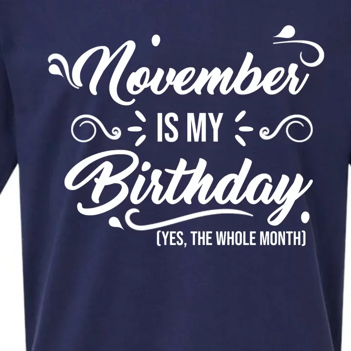 November Is My Birthday Yes The Whole Month Birthday Sueded Cloud Jersey T-Shirt