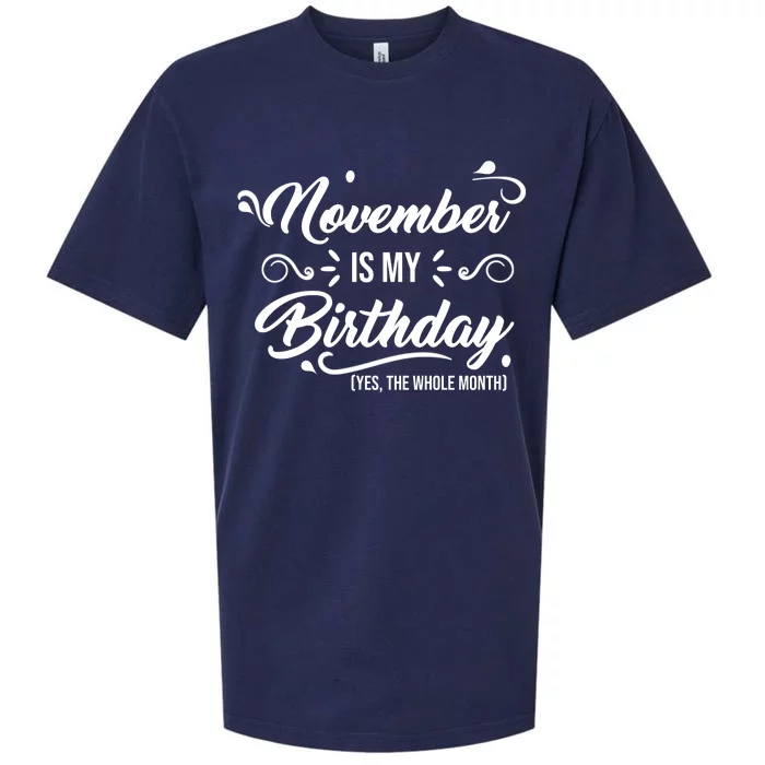 November Is My Birthday Yes The Whole Month Birthday Sueded Cloud Jersey T-Shirt