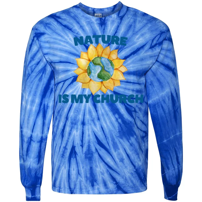 Nature Is My Church Sunflower Earth Day Art Druid Nature Gift Tie-Dye Long Sleeve Shirt