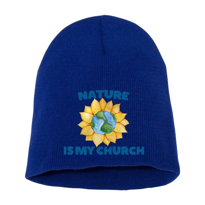 Nature Is My Church Sunflower Earth Day Art Druid Nature Gift Short Acrylic Beanie