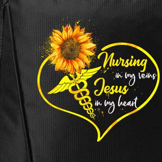 Nursing In My Veins Jesus In My Heart Christian Nurse Gift City Backpack