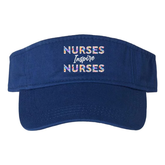 Nurses Inspire Nurses Funny Floral Nurse Quote Gift Valucap Bio-Washed Visor