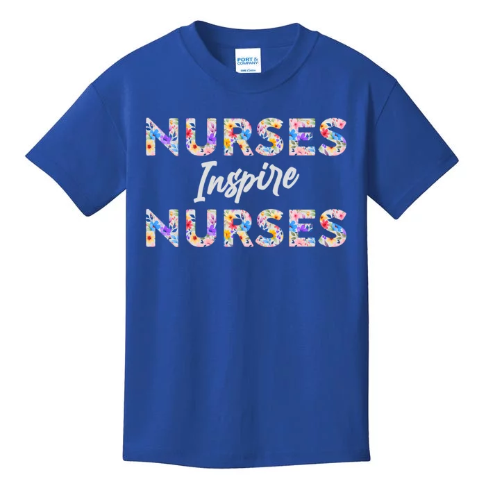 Nurses Inspire Nurses Funny Floral Nurse Quote Gift Kids T-Shirt