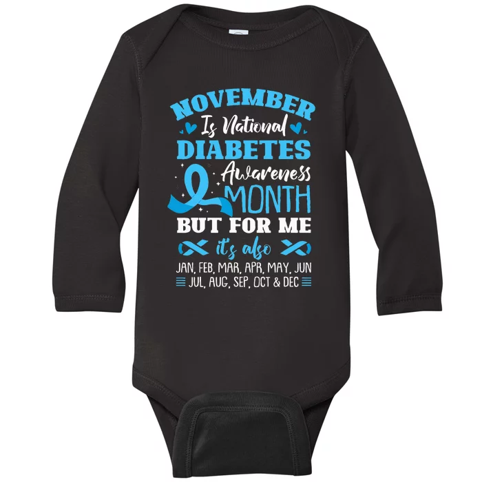 November Is National Diabetes Awareness Month Baby Long Sleeve Bodysuit