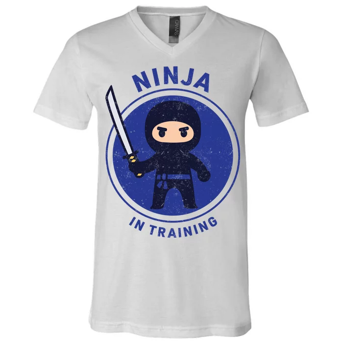 Ninja In Training Sword V-Neck T-Shirt