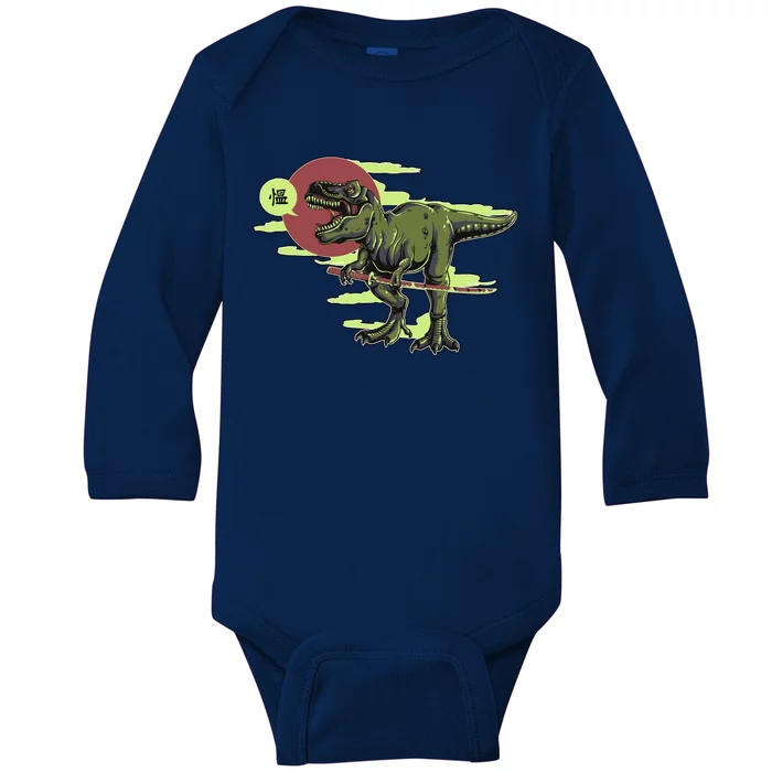 Ninja T-Rex Baby Long Sleeve Bodysuit