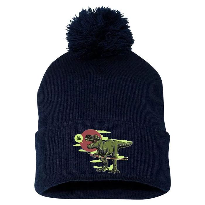 Ninja T-Rex Pom Pom 12in Knit Beanie