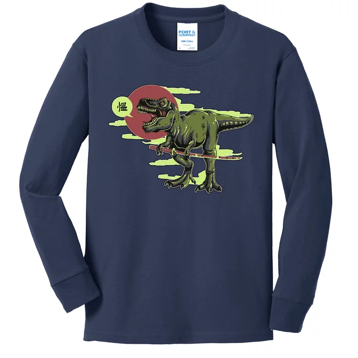 Ninja T-Rex Kids Long Sleeve Shirt