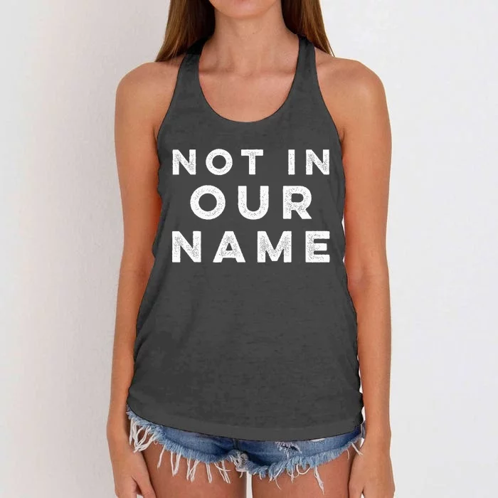 Not In Our Name Jews Say Cease Fire Now Women's Knotted Racerback Tank