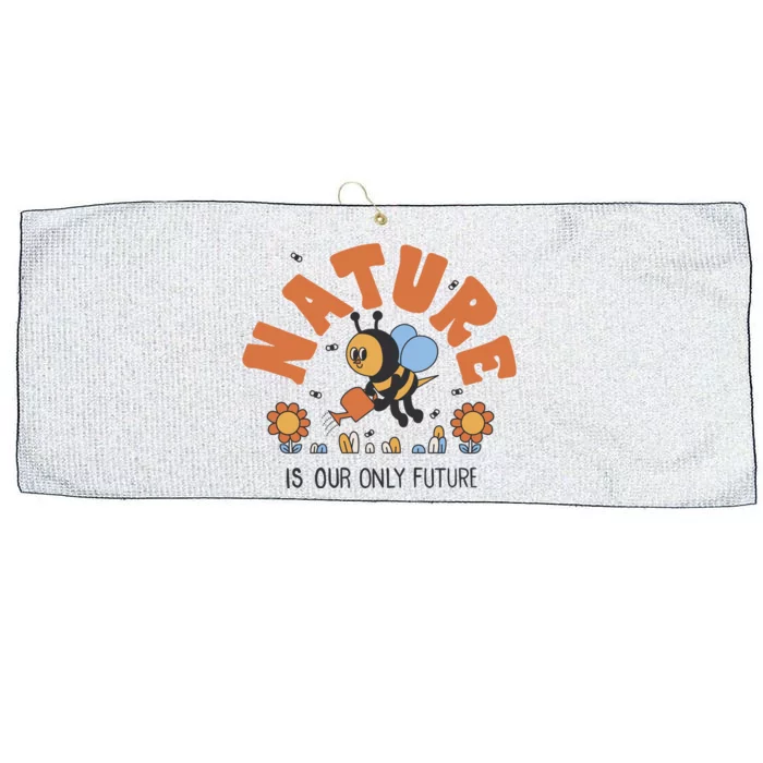 Nature Is Our Only Future Earth Day Bee Large Microfiber Waffle Golf Towel