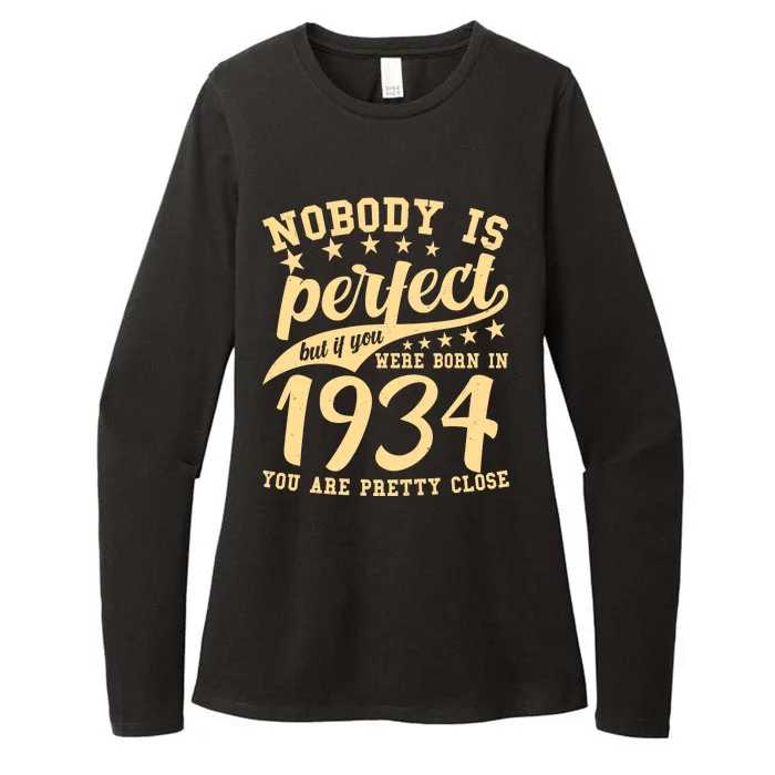 Nobody Is Perfect Born In 1934 90th Birthday Womens CVC Long Sleeve Shirt