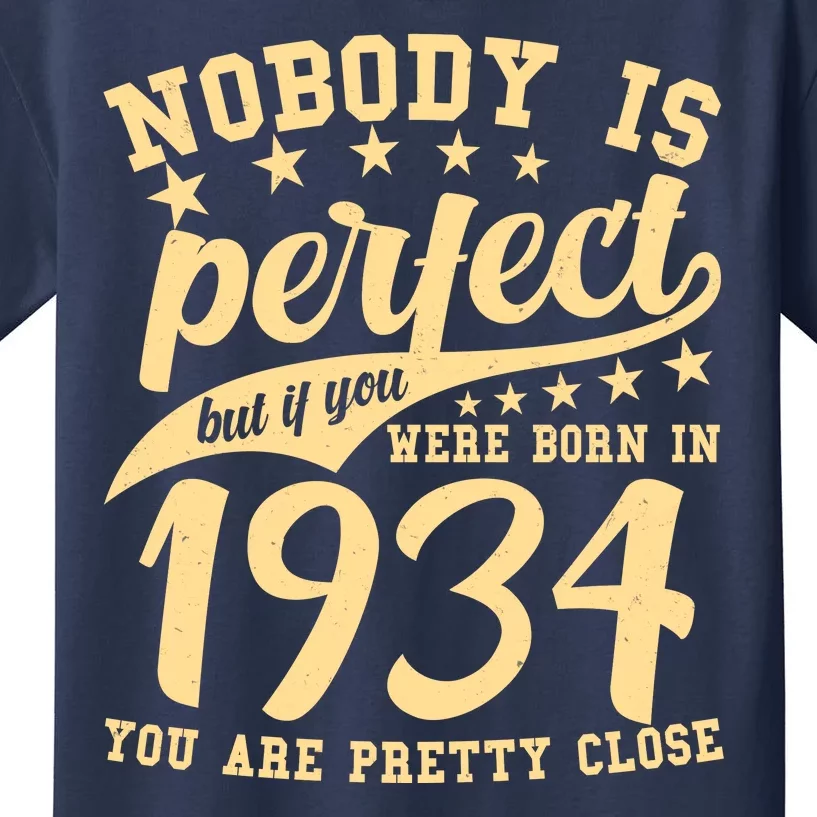 Nobody Is Perfect Born In 1934 90th Birthday Kids T-Shirt