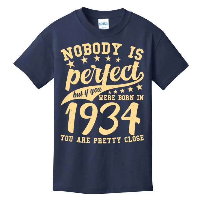 Nobody Is Perfect Born In 1934 90th Birthday Kids T-Shirt