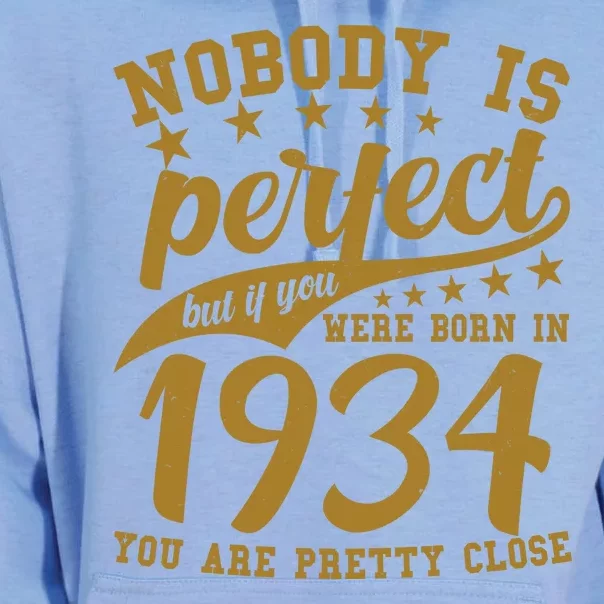 Nobody Is Perfect Born In 1934 90th Birthday Unisex Surf Hoodie