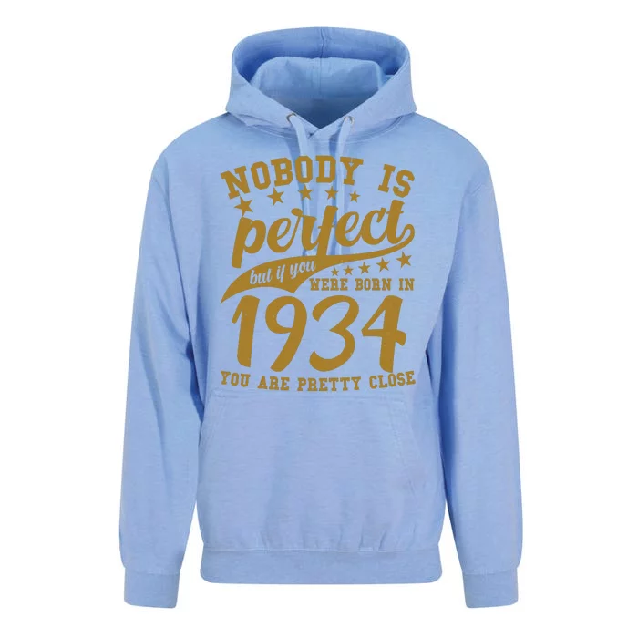 Nobody Is Perfect Born In 1934 90th Birthday Unisex Surf Hoodie