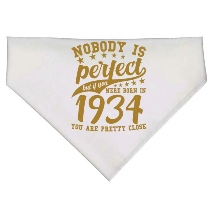 Nobody Is Perfect Born In 1934 90th Birthday USA-Made Doggie Bandana