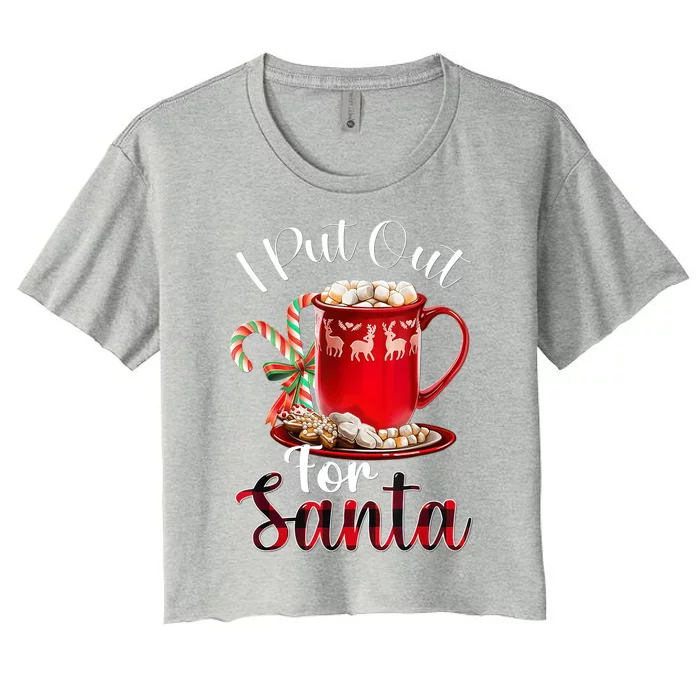 Naughty I Put Out For Santa Christmas Xmas Women's Crop Top Tee