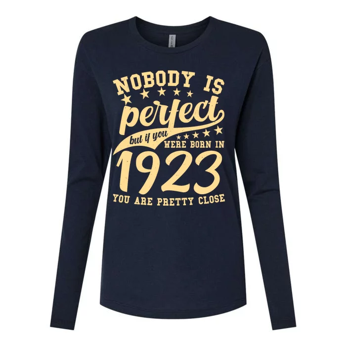 Nobody Is Perfect Born In 1923 100th Birthday Womens Cotton Relaxed Long Sleeve T-Shirt