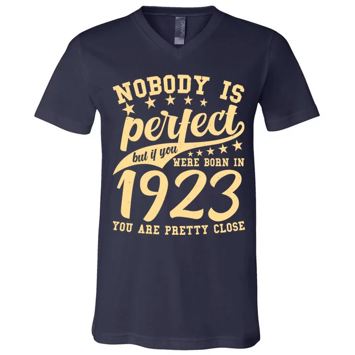 Nobody Is Perfect Born In 1923 100th Birthday V-Neck T-Shirt