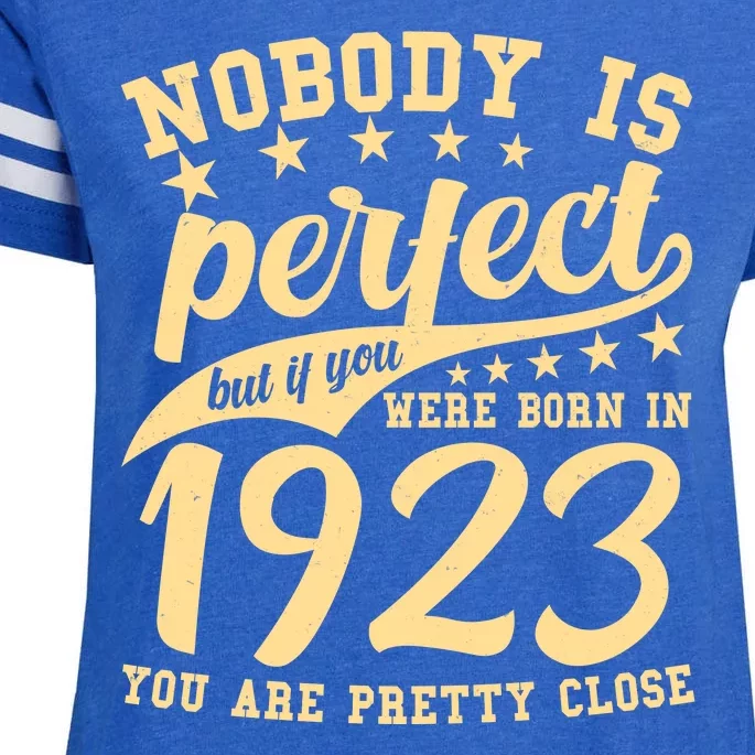 Nobody Is Perfect Born In 1923 100th Birthday Enza Ladies Jersey Football T-Shirt