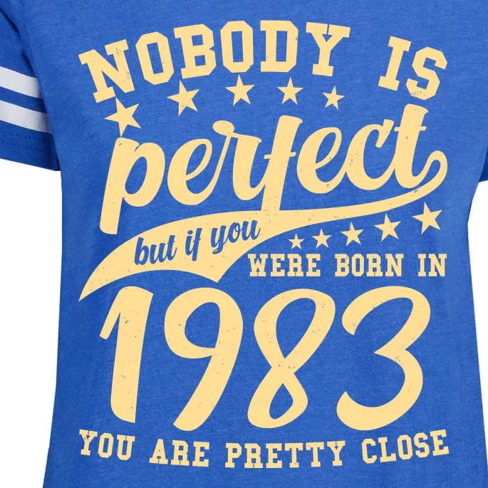 Nobody Is Perfect Born In 1983 40th Birthday Enza Ladies Jersey Football T-Shirt