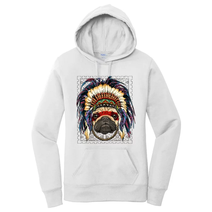 Native Indian Pug Native American Indian Dog Lovers Women's Pullover Hoodie