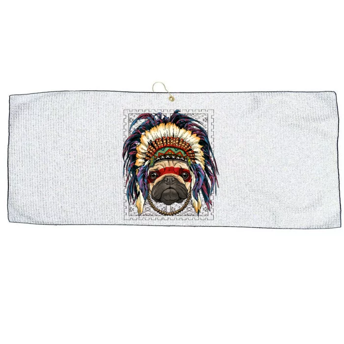 Native Indian Pug Native American Indian Dog Lovers Large Microfiber Waffle Golf Towel