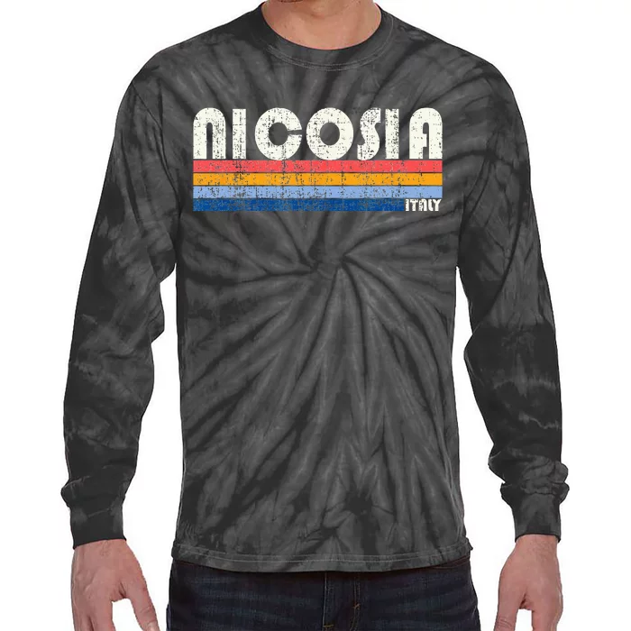 Nicosia Italy Retro 70s 80s Style Tie-Dye Long Sleeve Shirt