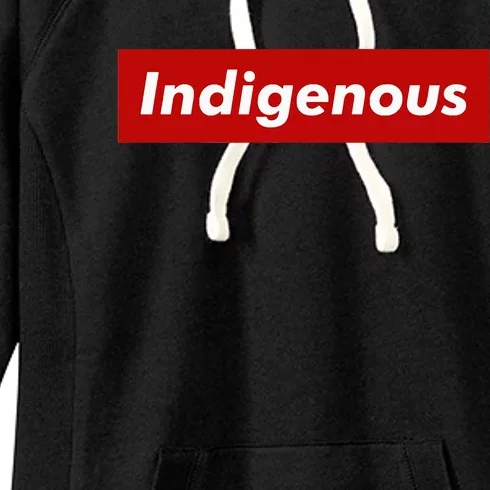 Native Indigenous Red Block Background With White Letters Women's Fleece Hoodie