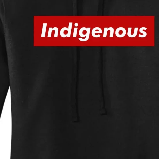 Native Indigenous Red Block Background With White Letters Women's Pullover Hoodie