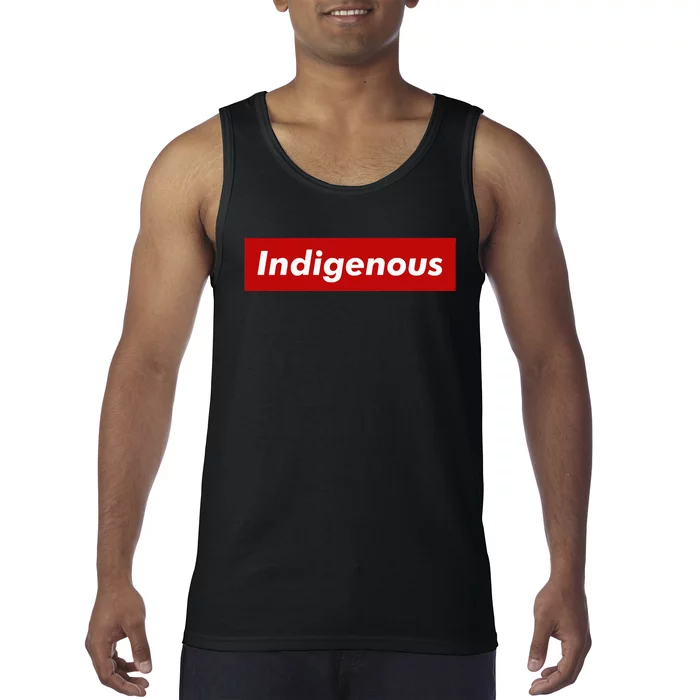 Native Indigenous Red Block Background With White Letters Tank Top