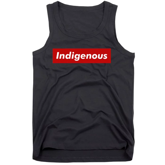 Native Indigenous Red Block Background With White Letters Tank Top