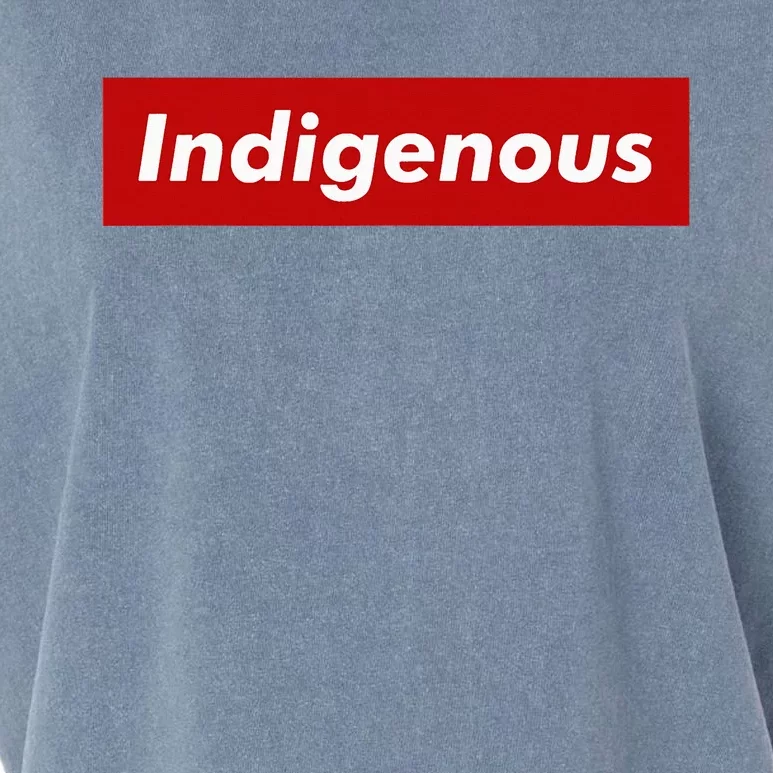 Native Indigenous Red Block Background With White Letters Garment-Dyed Women's Muscle Tee