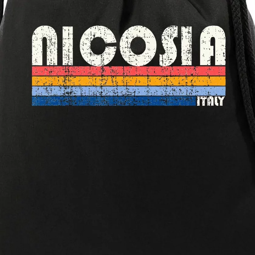 Nicosia Italy Retro 70s 80s Style Drawstring Bag