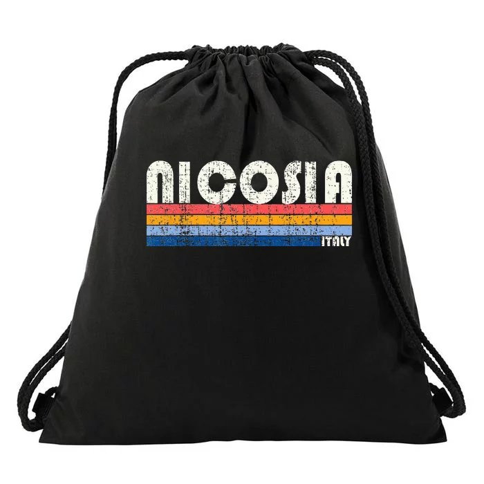 Nicosia Italy Retro 70s 80s Style Drawstring Bag