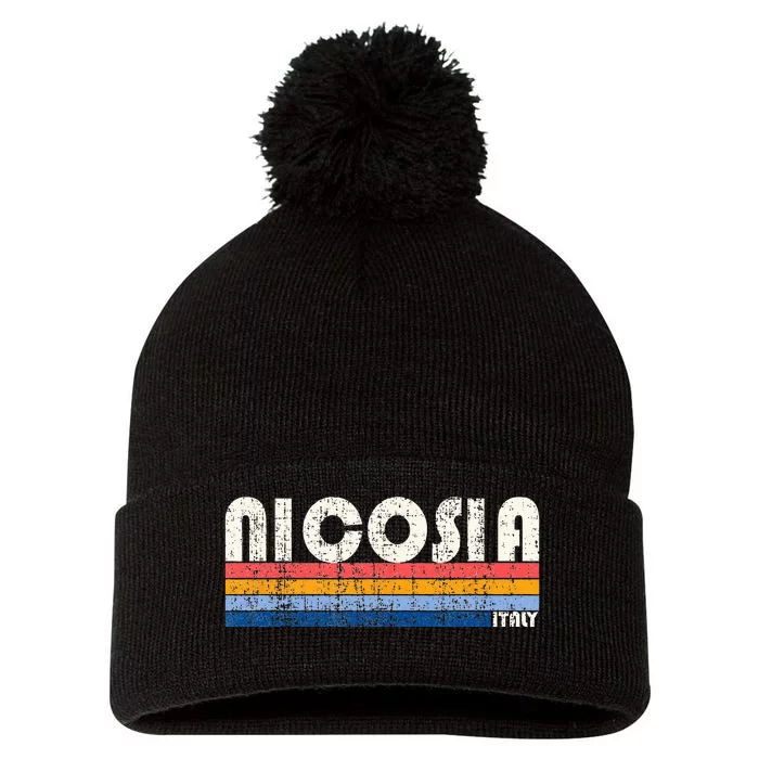 Nicosia Italy Retro 70s 80s Style Pom Pom 12in Knit Beanie