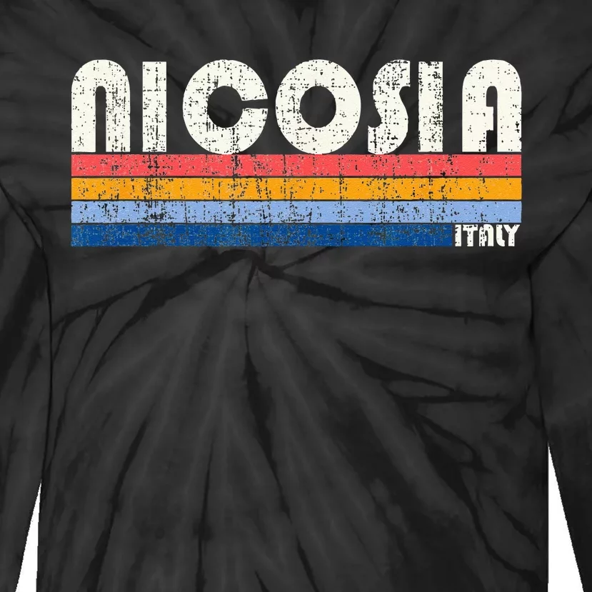 Nicosia Italy Retro 70s 80s Style Tie-Dye Long Sleeve Shirt