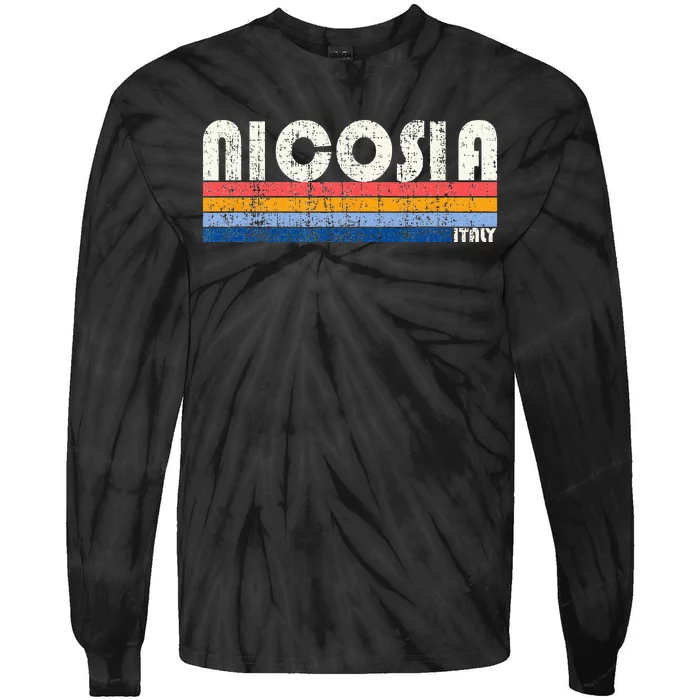 Nicosia Italy Retro 70s 80s Style Tie-Dye Long Sleeve Shirt