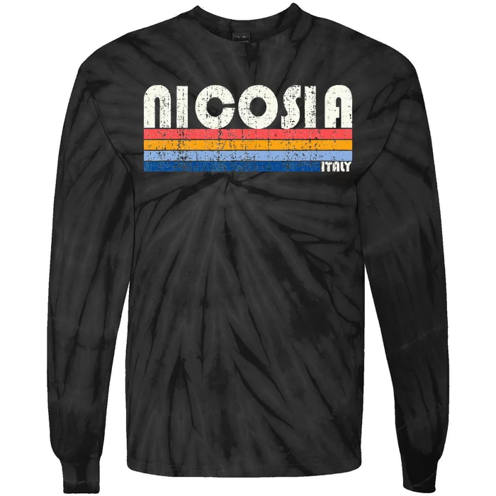 Nicosia Italy Retro 70s 80s Style Tie-Dye Long Sleeve Shirt