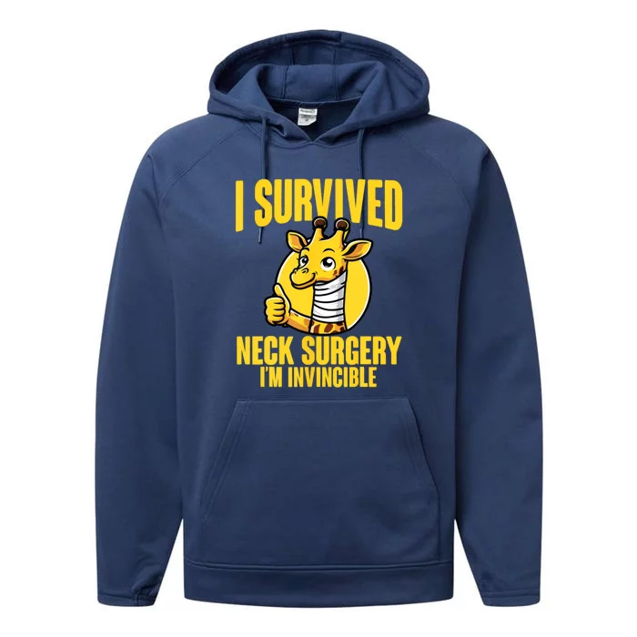 Neck Injury Survivor I Survived Neck Surgery Recovery Performance Fleece Hoodie