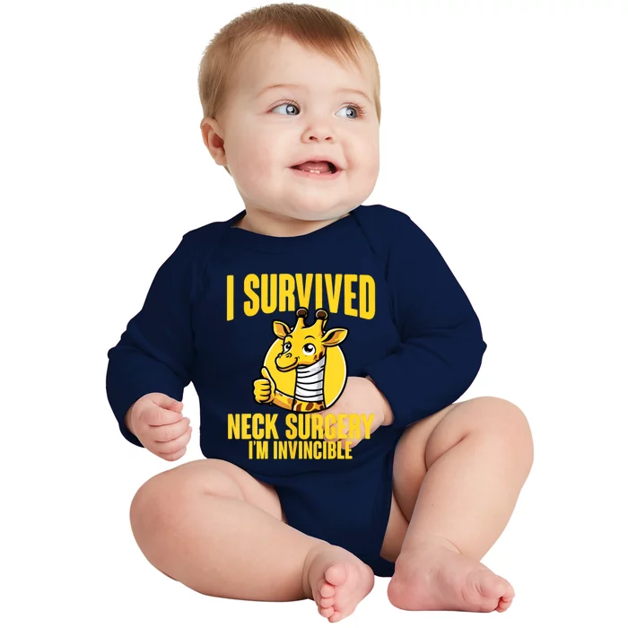 Neck Injury Survivor I Survived Neck Surgery Recovery Baby Long Sleeve Bodysuit