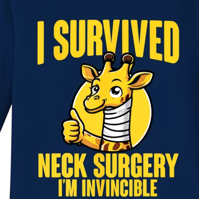 Neck Injury Survivor I Survived Neck Surgery Recovery Baby Long Sleeve Bodysuit